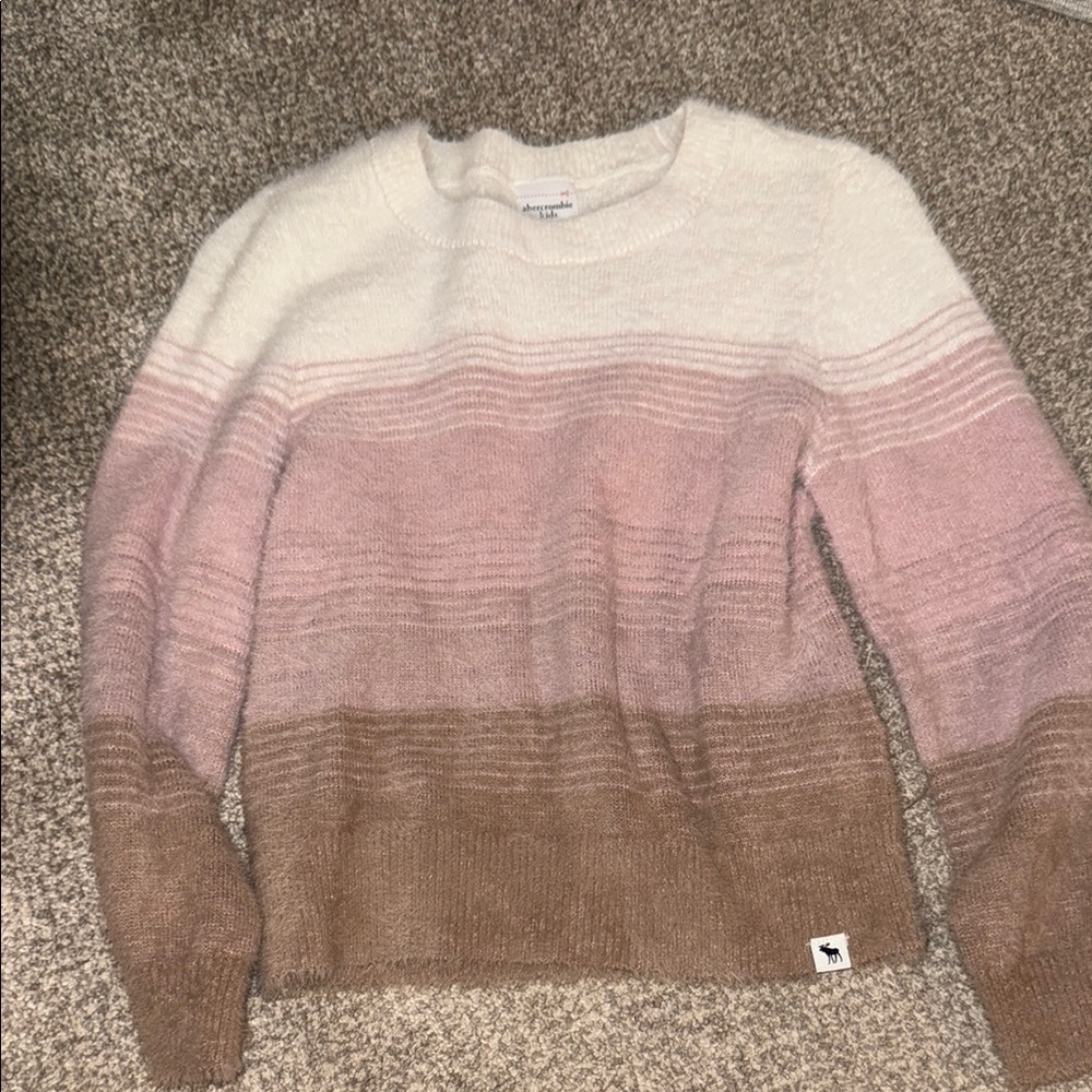 Abercrombie Kids Cream and Pink Striped Sweater
